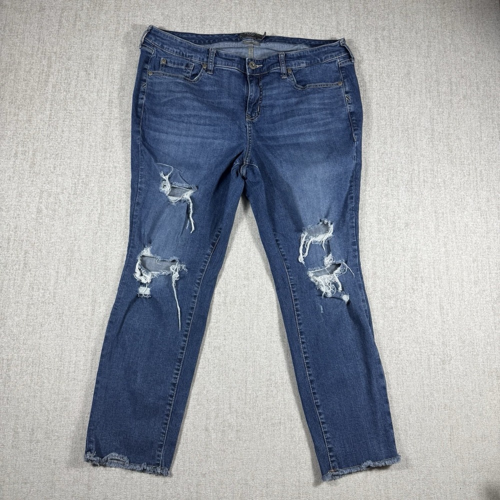 Torrid Crop Boyfriend Jeans Size 16 Distressed Light Wash Denim Plus
